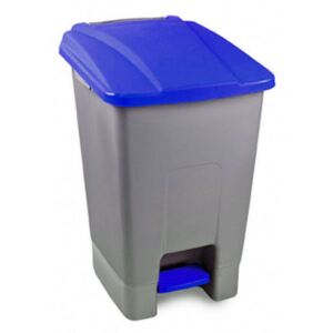 Szelektív hulladékgyűjtő konténer, műanyag, pedálos, kék, 70L