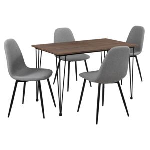 [en.casa]® Elegáns design étkezőasztal hajtű lábakkal + 4 design székkel - 120x70cm