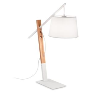 EMINENT asztali lámpa, modern, 1xE27, fehér/natúr fa színű