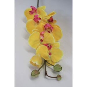 Žltá umelá orchidea na stonke 75cm