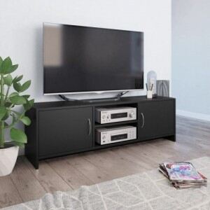 Fekete forgácslap TV-szekrény 120 x 30 x 37,5 cm