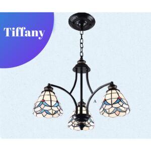 Tiffany csillár mediterrán hangulatban kék - 3 búrával - Stl