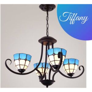 Tiffany modern csillár kék - 4 búrával - Stl