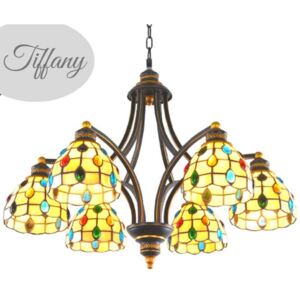 Tiffany csillár mediterrán hangulatban - Gyöngyök 3 búrával sárga- Stl
