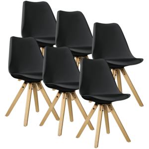 [en.casa]® Étkezőszék szett Annika 6 darab design szék fa lábakkal 85 x 48.5 cm fekete