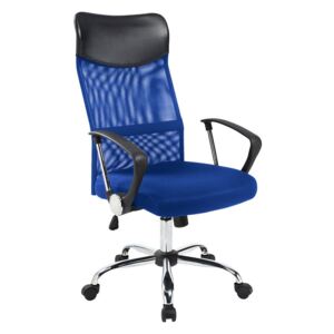 Ergonomikus irodai szék, magasított háttámlával, kék színben