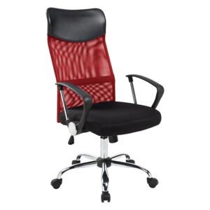 Ergonomikus irodai szék, magasított háttámlával, piros színben