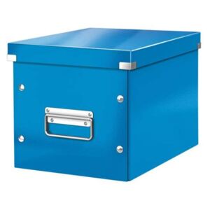 Tároló doboz, lakkfényű, M méret, LEITZ Click&Store, kék (E61090036)