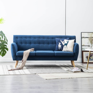 3 személyes kék kárpitos kanapé 172 x 70 x 82 cm