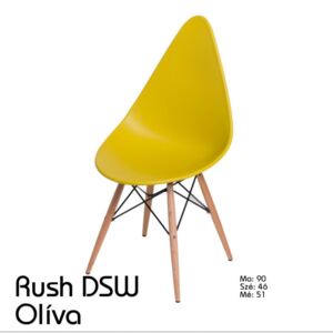 Rush DSW szék króm és fa lábakkal olíva sárga