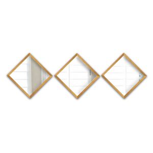 Luna 3 db-os fali tükör szett aranyszínű kerettel, 24 x 24 cm - Oyo Concept