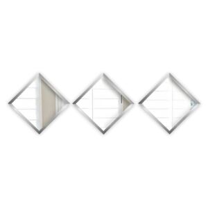Luna 3 db-os fali tükör szett ezüstszínű kerettel, 24 x 24 cm - Oyo Concept