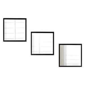 Setayna 3 db-os fali tükör szett fekete kerettel, 24 x 24 cm - Oyo Concept