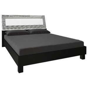 Francia ÁGY NICOLA + emelhető ágyrács + matrac DE LUX, 180x200, magasfényű fehér /fekete
