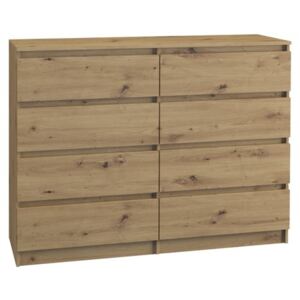 Malva 8 fiókos szekrény 120 cm kézműves tölgy