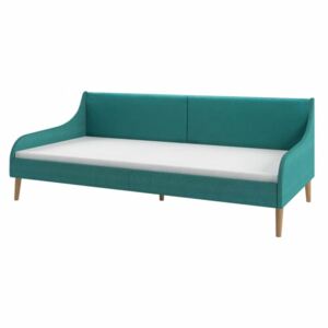Zöld szövetkárpitozású kanapéágy-keret