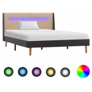 Krémszínű szövetkárpitozású LED-es ágykeret 120 x 200 cm