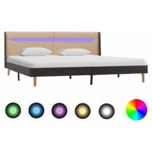 Krémszínű szövetkárpitozású LED-es ágykeret 180 x 200 cm