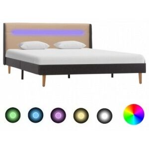 Krémszínű szövetkárpitozású LED-es ágykeret 140 x 200 cm