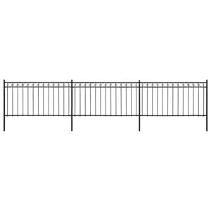 Fekete acél kerítéspanel oszlopokkal 6 x 1,5 m