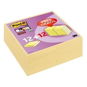 Öntapadó jegyzettömb csomag, 76x76 mm, 24x90 lap, 3M POSTIT "Super Sticky", kanári sárga