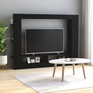 Fekete forgácslap TV-szekrény 152 x 22 x 113 cm