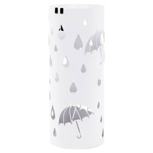 Fém esernyőtartó, kerek esernyőtartó állvánnyal, 49 x Ø 19,5 cm, fehér