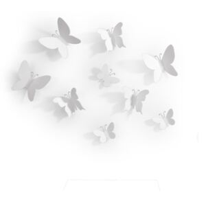 Butterflies 9 db-os fehér 3D falmatrica szett - Umbra