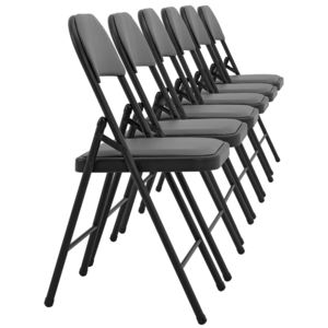 [en.casa]® 6 x Irodai szék konferencia szék 77 x 55 cm váróterem összecsukható szék szett szürke műbőr