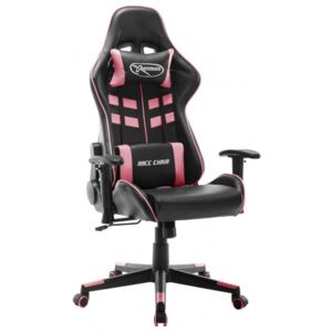 Fehér és rózsaszín műbőr gamer szék