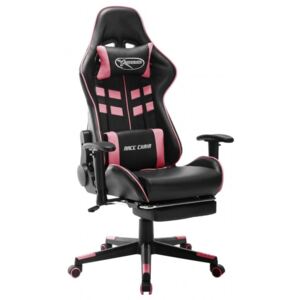 Fehér és rózsaszín műbőr gamer szék