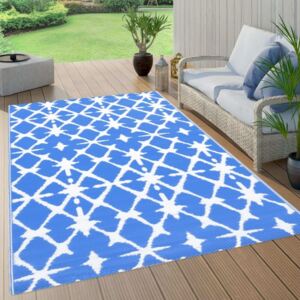 Kék-fehér PP kültéri szőnyeg 80 x 150 cm