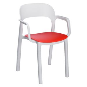 Ona 4 db fehér kerti karfás szék piros ülőrésszel - Resol