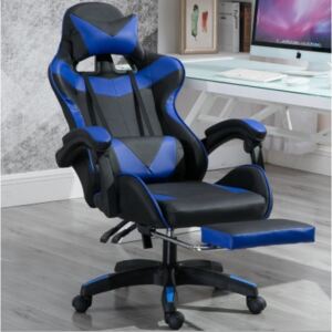 Gamer szék Lábtartóval Racing Pro X, Kék-Fekete - Prémium kategóriás, állítható lábtámaszos!