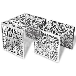 VidaXL 2 darab Ezüst négyzet alakú alumínium kisasztal