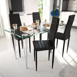 VidaXL 4 db bordázott szék étkező garnitúra fekete