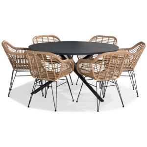 Asztal és szék garnitúra VG5295 Fekete + fa
