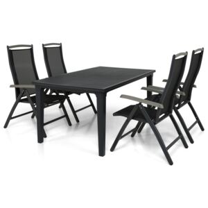 Asztal és szék garnitúra VG4016 Fekete + sötétszürke