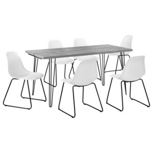 [en.casa]® Étkezőasztal Hairpin hajtűlábakkal Salisbury 6 személyes design konyhai asztal 160 x 75 cm beton hatás