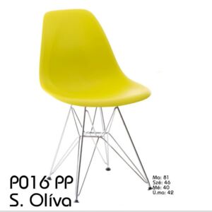 P016 PP szék króm lábakkal sötét olíva