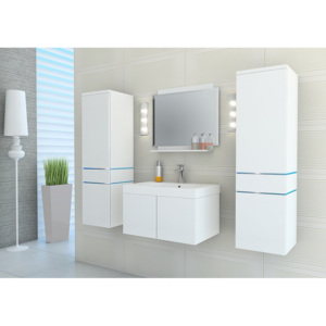 TALUN fürdőszoba összeállítás + mosdó, fehér/magasfényű fehér