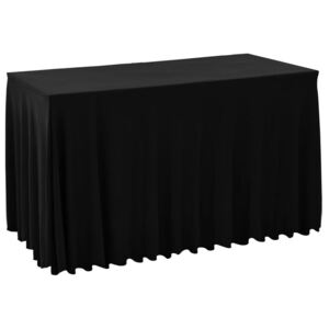 VidaXL 2 db fekete sztreccs asztalszoknya 183 x 76 x 74 cm