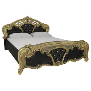 Francia ÁGY SAMSON + emelhető ágyrács + matrac MORAVIA, 160x200, magasfényű fekete