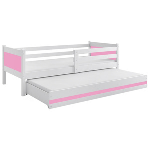 BALI 2 gyerekágy + AJÁNDÉK matrac + ágyrács, 190x80 cm, fehér, rózsaszín