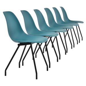[en.casa]® Étkezőszék Budapest design szék 6 darabos szett 83 x 46 cm acél lábak türkiz