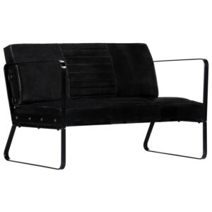 VidaXL fekete kétszemélyes valódi bőr kanapé