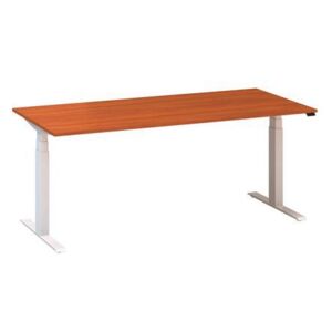 Alfa Up állítható magasságú irodai asztal fehér lábazattal, 180 x 80 x 61,5-127,5 cm, vadcseresznye mintázat