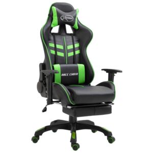 VidaXL zöld műbőr gamer szék lábtartóval