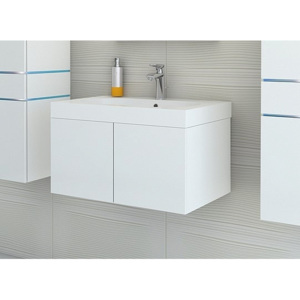 TALUN fürdőszobaszekrény mosdó alá, 60x30x35 cm, fehér/magasfényű fehér