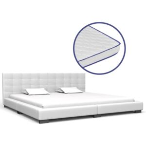 VidaXL fehér műbőr ágy memóriahabos matraccal 180 x 200 cm